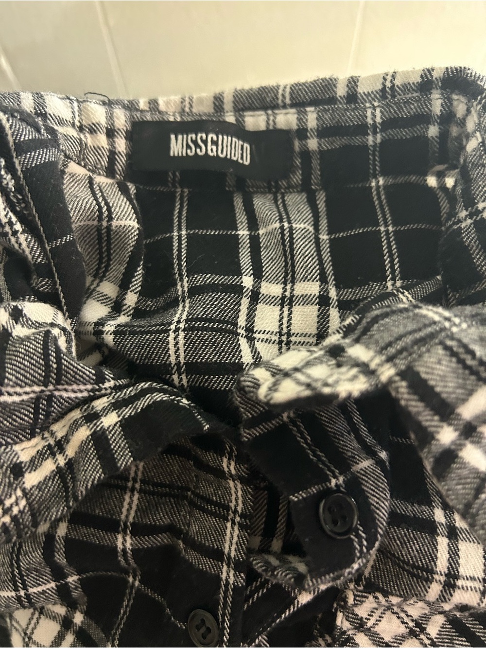 Missguided Black & White Plaid Shirt Jacket